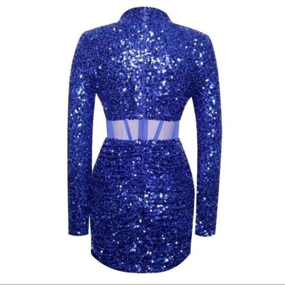 Miss Circle Royal Blue Sequin Mini Corset Dress • XS • $219 NWT HOCO Cocktail‎ - Picture 5 of 6